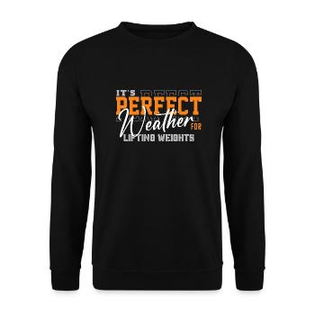 Es ist perfektes Wetter zum Heben von Gewichten Fitness - Unisex Pullover - Schwarz - Vorne - Alina (178cm) & Michal (187cm)