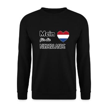 My heart for the Netherlands - Unisex Sweatshirt - black - Front - Alina (178cm) & Michal (187cm)