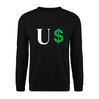 Lettre u dollar - Sweat-shirt Unisexe - noir - Devant - Alina (178cm) & Michal (187cm)