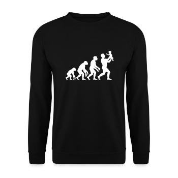Evolution vom Affen zum Vater - Unisex Pullover - Schwarz - Vorne - Alina (178cm) & Michal (187cm)