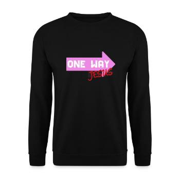 One Way Jesus lettering as a cool gift idea - Unisex Sweatshirt - black - Front - Alina (178cm) & Michal (187cm)