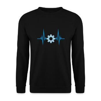 mechanisch puls frequenz herzschlag arbeiter ingen - Unisex Pullover - Schwarz - Vorne - Alina (178cm) & Michal (187cm)