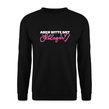 Schlagerherz Aber bitte mit Schlager - Unisex Pullover - Schwarz - Vorne - Alina (178cm) & Michal (187cm)