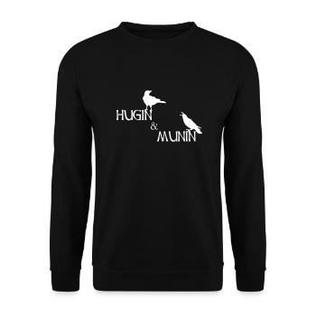 Hugin und Munin nordische Mythologie Odins Raben - Unisex Pullover - Schwarz - Vorne - Alina (178cm) & Michal (187cm)