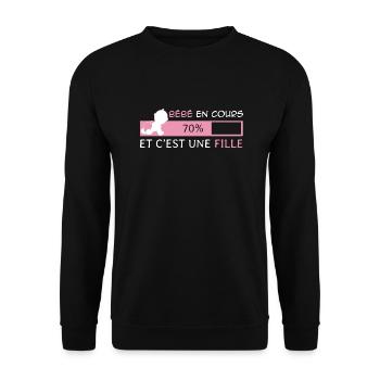 Bébé en cours et c'est une Fille - Sweat-shirt Unisexe - noir - Devant - Alina (178cm) & Michal (187cm)