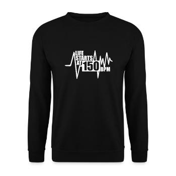 Das Leben beginnt bei 150 BPM - Unisex Pullover - Schwarz - Vorne - Alina (178cm) & Michal (187cm)