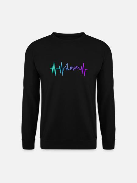HEARTBEAT LOVE GRADIENT BLUE PURPLE - Unisex Pullover - Schwarz