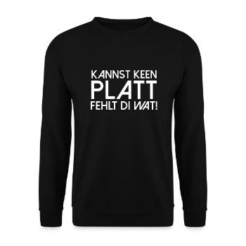 Kannst keen Platt fehlt di wat Plattdeutsch platt - Unisex Pullover - Schwarz - Vorne - Alina (178cm) & Michal (187cm)