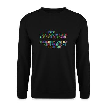 Vatertag, Papa, Tocher - Unisex Pullover - Schwarz - Vorne - Alina (178cm) & Michal (187cm)