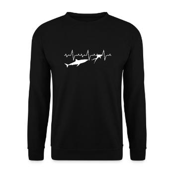 Tauchen Herzschlag Hai - Unisex Pullover - Schwarz - Vorne - Alina (178cm) & Michal (187cm)