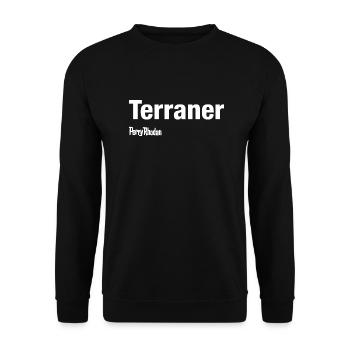 Terraner weiß - Unisex Pullover - Schwarz - Vorne - Alina (178cm) & Michal (187cm)
