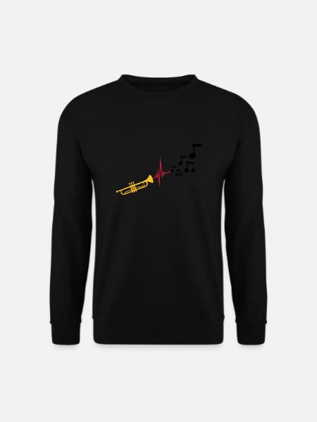 Noten Herzschlag Trompete - Unisex Pullover - Schwarz