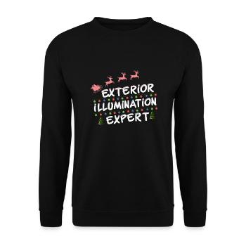 Exterior Ilumination Expert, Funny Christmas In - Unisex Sweatshirt - black - Front - Alina (178cm) & Michal (187cm)
