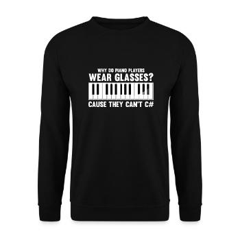 Lustiger Klavier Piano Flügel Spruch für Pianist - Unisex Pullover - Schwarz - Vorne - Alina (178cm) & Michal (187cm)