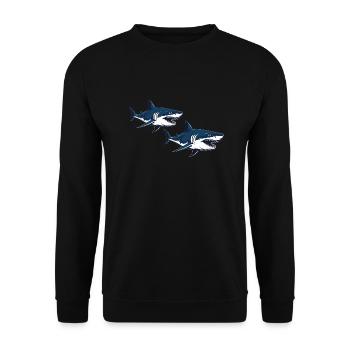 sharks - Unisex Pullover - Schwarz - Vorne - Alina (178cm) & Michal (187cm)