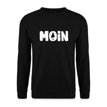 Geschenkidee Moin Möwen Edition - Unisex Pullover - Schwarz - Vorne - Alina (178cm) & Michal (187cm)