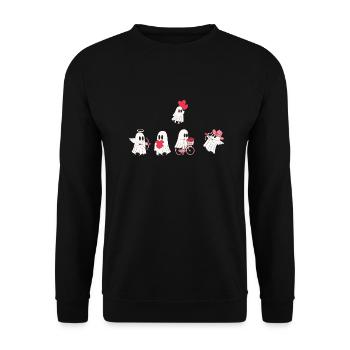Geister der Liebe - Geschenk zum Valentinstag - Unisex Pullover - Schwarz - Vorne - Alina (178cm) & Michal (187cm)