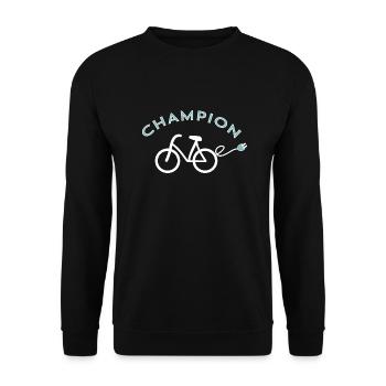 E-BIKE CHAMPION Elektro Fahrrad Pedelec - Unisex Pullover - Schwarz - Vorne - Alina (178cm) & Michal (187cm)