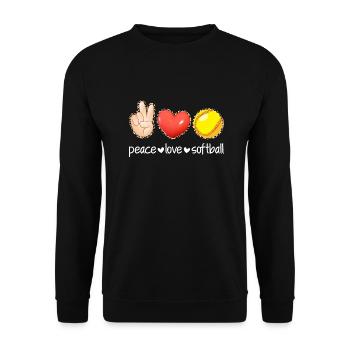Peace Love Softball Leopard Print Mädchen Softball - Unisex Pullover - Schwarz - Vorne - Alina (178cm) & Michal (187cm)