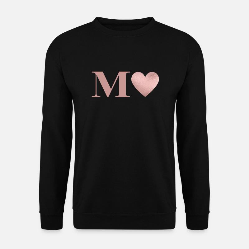 Letter M Heart Rose Gold - Unisex Sweatshirt - black