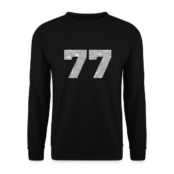 Numéro 77 paillettes argenté - 77e anniversaire - Sweat-shirt Unisexe - noir - Devant - Alina (178cm) & Michal (187cm)