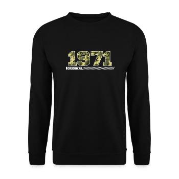 Cadeau d’anniversaire 1971 Vintage 1971 Army - Sweat-shirt Unisexe - noir - Devant - Alina (178cm) & Michal (187cm)