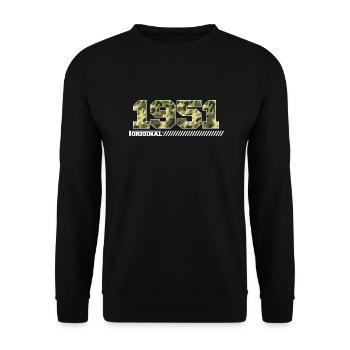 1951 Jubiläumsgeschenk Jahrgang 1951 Armee - Unisex Pullover - Schwarz - Vorne - Alina (178cm) & Michal (187cm)