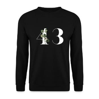 Numéro 43 floral vert - 43e anniversaire floral - Sweat-shirt Unisexe - noir - Devant - Alina (178cm) & Michal (187cm)