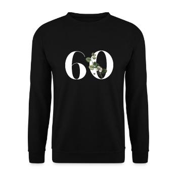 Number 60 Floral Green - 60th Birthday Floral - Unisex Sweatshirt - black - Front - Alina (178cm) & Michal (187cm)