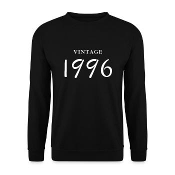 Jahrgang 1996 - Geschenkidee zum Geburtstag - Unisex Pullover - Schwarz - Vorne - Alina (178cm) & Michal (187cm)