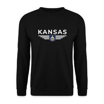 Kansas Fan T-Shirt – Dein Bundesstaat! - Unisex Pullover - Schwarz - Vorne - Alina (178cm) & Michal (187cm)