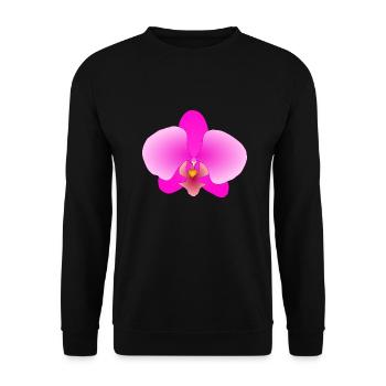 Rosa Orchidee - Unisex Pullover - Schwarz - Vorne - Alina (178cm) & Michal (187cm)