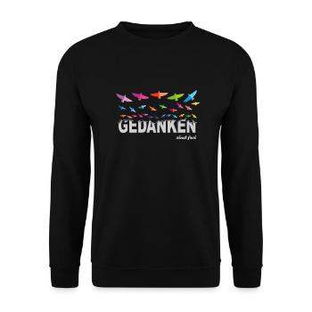 Gedanken sind frei (Birds-Edition) - Unisex Pullover - Schwarz - Vorne - Alina (178cm) & Michal (187cm)
