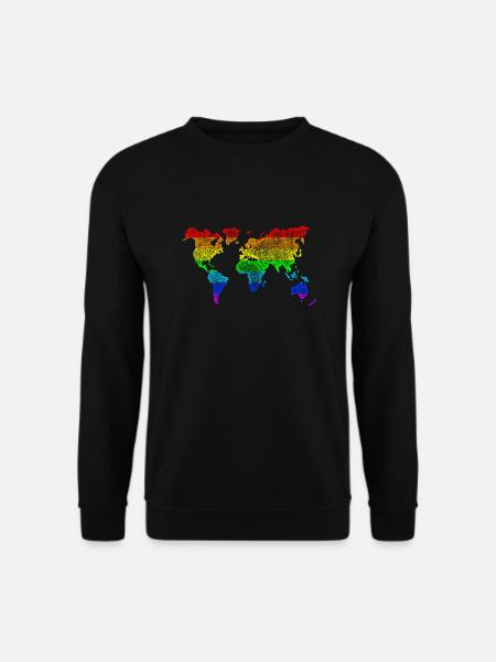 Weltkarte Dots Worldmap World Rainbow - Unisex Pullover - Schwarz