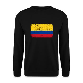 Kolumbien Flagge Vintage Kolumbianische Fahne - Unisex Pullover - Schwarz - Vorne - Alina (178cm) & Michal (187cm)
