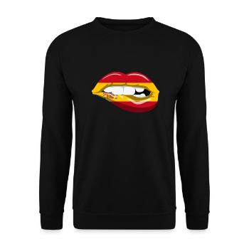 Spain Flag Lips Spanish Flag Mouth - Unisex Sweatshirt - black - Front - Alina (178cm) & Michal (187cm)
