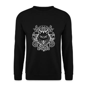 Wikinger, Rabe, Odin, Walhalla, nordische mytholog - Unisex Pullover - Schwarz - Vorne - Alina (178cm) & Michal (187cm)