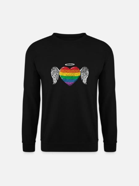 Rainbow Heart Wing LGBT LGBT Gay Pride Vintage - Unisex Sweatshirt - black