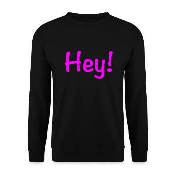 Statement Apparel - "Hey!" pink - Unisex Pullover - Schwarz - Vorne - Alina (178cm) & Michal (187cm)