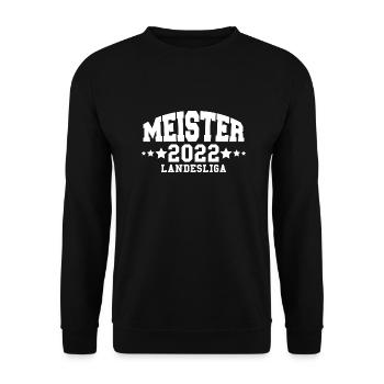 Meister 2022 Landesliga Aufstieg Fußball - Unisex Pullover - Schwarz - Vorne - Alina (178cm) & Michal (187cm)