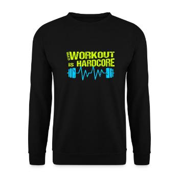 Gym Workout is Hardcore Training with Dumbbell - Unisex Sweatshirt - black - Front - Alina (178cm) & Michal (187cm)