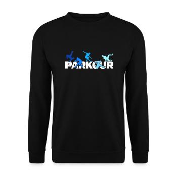 parkour jumping jump parkour-love traceur - Sweat-shirt Unisexe - noir - Devant - Alina (178cm) & Michal (187cm)