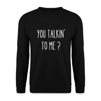 Du sprichst mit mir - Unisex Pullover - Schwarz - Vorne - Alina (178cm) & Michal (187cm)