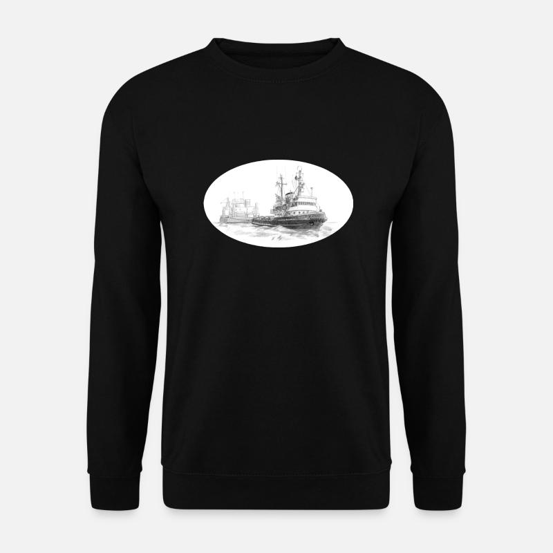 Sea tug with trailer - Unisex Sweatshirt - black