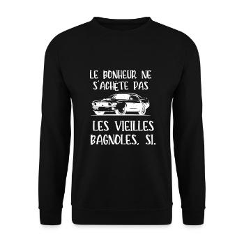 le bonheur ne s'achète pas - Sweat-shirt Unisexe - noir - Devant - Alina (178cm) & Michal (187cm)