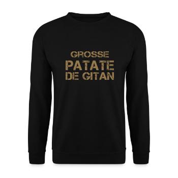 Grosse Patate de Gitan ocre - Sweat-shirt Unisexe - noir - Devant - Alina (178cm) & Michal (187cm)