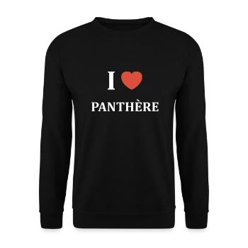 i love Panthère - Sweat-shirt Unisexe - noir - Devant - Alina (178cm) & Michal (187cm)
