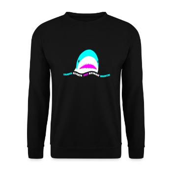 BLÅHAJ says: Trans Rights are Human Rights! - Unisex Pullover - Schwarz - Vorne - Alina (178cm) & Michal (187cm)