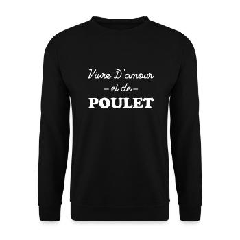 Vivre d'amour et de poulet - Sweat-shirt Unisexe - noir - Devant - Alina (178cm) & Michal (187cm)