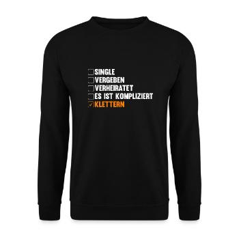 Bergsteigen Bouldern Klettern Kletterer - Unisex Pullover - Schwarz - Vorne - Alina (178cm) & Michal (187cm)